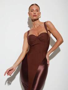 Nuvra Robe de soirée moulante à bretelles fines sans manches en tricot, pour le printemps/été