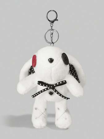 Goth 1 pezzo Ciondolo da borsa stile gotico con coniglio dagli occhi grandi carino, portachiavi decorato con fiocco e croce, accessorio da borsa con ali di pipistrello per Ognissanti e festival musicali