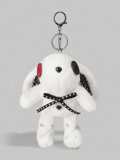 1 Stück Gothic Stil süßer Großaugen Hase Taschenanhänger, Schleife Kreuz Dekor Schlüsselanhänger, Fledermausflügel Halloween Musik Festival Taschenzubehör