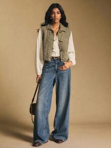 Poéselle Women's Casual Loose Knitted Vest With Horn Button Design, Autumn/Winter Women Western Clothes Women S Western Clothing - Army Green - View 4