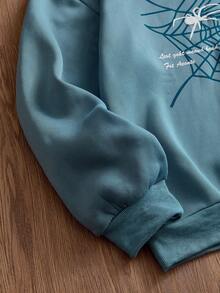 SWAVVY Grey-Blue Rhinestone Embellished Men's Casual Hooded Sweatshirt