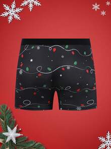 Christmas Funny Print Cartoon Quirky Santa Claus, Gift Box, Candy Cane, Bell, Snowflake, Snowman, Family Party Men's Mid-Length Boxer Briefs - Multicolor - View 2