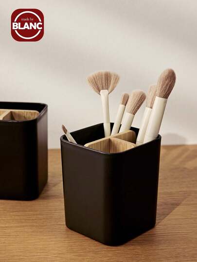1PC Bamboo Toothbrush Holder For Bathrooms, 3 Slots Toothbrush And Toothpaste Holder Bathroom Counter Organizer For Electric Toothbrushes, Floss, Razors Home Bathroom Decor Fall Decor Back To School