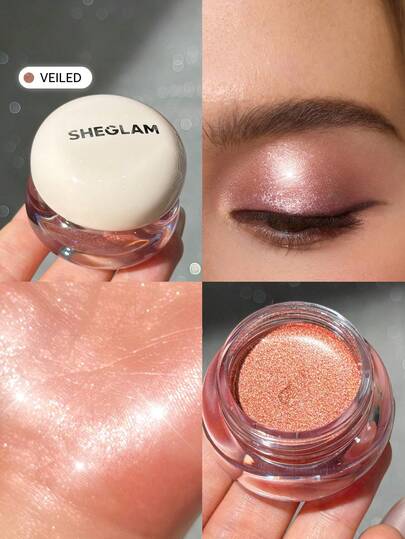 SHEGLAM Starstruck Cream Eyeshadow Pot-Veiled Brand Beauty Makeup Face Paint Cosmetic For Women Girls Perfect For Winter Ideal For Y2K Fancy Fashion Suitable For Birthday Gift Party Ready Best Color