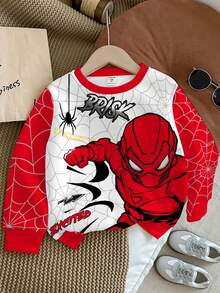 SHEIN Áo nỉ dệt kim cổ tròn tay dài thoải mái, dáng rộng cho bé trai, phù hợp cho mùa thu/đông, họa tiết siêu anh hùng nhện cổ điển Áo nỉ dệt kim cổ tròn tay dài thoải mái, dáng rộng cho bé trai, phù hợp cho mùa thu/đông, họa tiết siêu anh hùng cổ điển Áo nỉ dệt kim cổ tròn tay dài thoải mái, dáng rộng cho bé trai, phù hợp cho mùa thu/đông, họa tiết mạng nhện - Nhiều màu - Xem 2