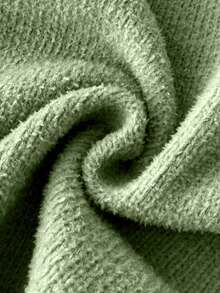 SHEIN كنزة صوفية كروز كبيرة الحجم للبنات، لون أزرق متناسق مع كل الملابس، قماش ناعم، متعددة الاستخدامات للخريف/الشتاء - أخضر - مشاهدة 5