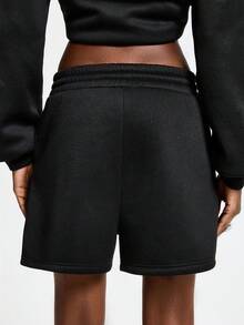 Aveloria GENKIRA Pantalones cortos casuales de mujer con bolsillos con cordón y rhinestones - Negro - Ver 2