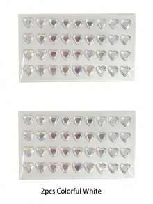 2pcs Pink And White Heart Rhinestone Stickers, Cartoon Princess 3D Crystal Gem Stickers - Multicolor - View 11