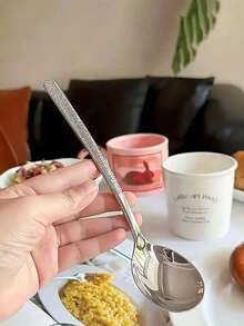 Cirelle 2/5pcs Stainless Steel Hammered Spoon Set - Perfect For Soup, Dining & Kitchen Use