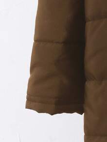 SHEIN 1 件青少年女孩休闲棉服外套，中长款，百搭秋冬