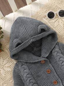 SHEIN 男婴纯色休闲可爱毛衣连体衣 男婴连体裤 婴儿连帽连体衣 婴儿针织连体衣 冬季婴儿服装 婴儿毛衣套装 婴儿连帽开衫 婴儿毛衣连体衣 婴儿针织套装 冬季婴儿服装 男婴保暖连体衣 婴儿针织套装 保暖连体衣 - 灰色 - 查看 8