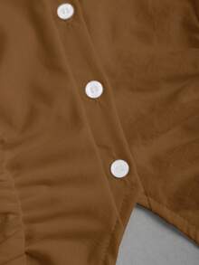 Sweetra American Chic Solid Color Sleeveless Cropped Fitted Zip-Up Fashionable Preppy Style Blouse For Women - Khaki - View 5