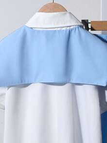 3pcs/Set Tween Girls' Blue Short Sleeve Shirt, Pink Shrug And Casual Pants Spring/Summer Korean Fashion Outfits Summer Holiday - White - View 4