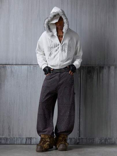 NEON BLANC Men's Casual Fluffy Hooded Sweatshirt Sweatshirt