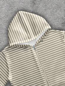 Manfinity Dauomo 男士条纹印花连帽拉链休闲长袖运动衫 - 彩色 - 查看 3