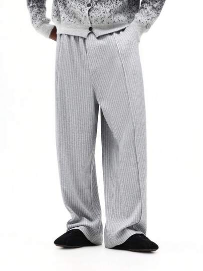 SUMWON Pantalones de chándal holgados y acanalados con cintura elástica para un uso casual y cómodo