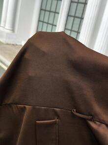 Pariaura Brown Blazer Jacket + Pleated Skirt Suit Set, Fashionable & Elegant, Suitable For Outing, Date, And Work - Coffee Brown - View 6