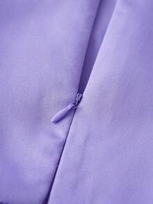 HELLO KITTY AND FRIENDS | SHEIN 少女甜美可爱卡通爱心图案蕾丝拼接圆领泡泡袖荷叶边编织公主裙 - 紫色 - 查看 3