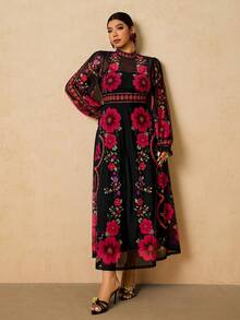 Travachic 女士加大码浪漫优雅针织两件套连衣裙 - 黑色 - 查看 4