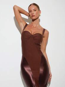 Nuvra Robe de soirée moulante à bretelles fines sans manches en tricot, pour le printemps/été