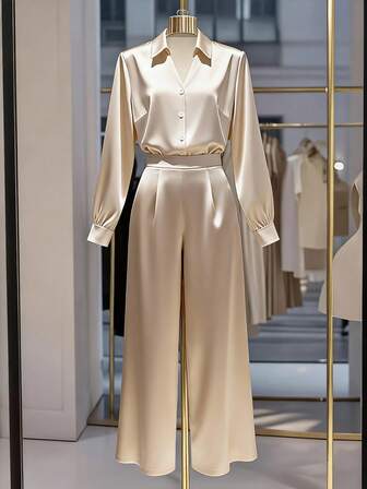 Regalyn Conjunto de 2 piezas de blusa y pantalones elegantes para mujer de talla grande