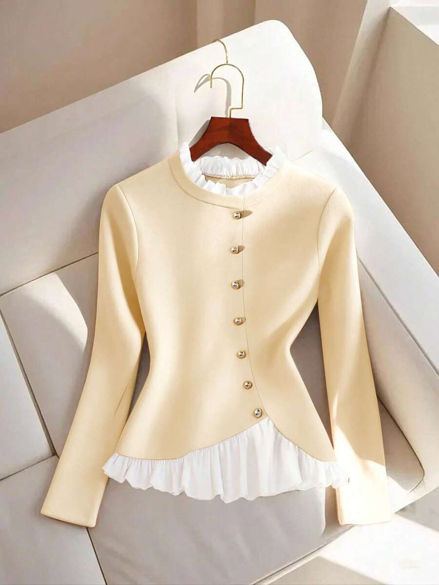 GlowEve Women's Classic Versatile Warm-Tone Long Sleeve T-Shirt, Autumn/Winter 2025 New Arrival - Apricot - View 1