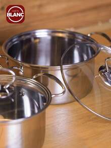 Stainless Steel Soup Pot, Single Serve Hot Pot For Cooking Soup, Noodles, Porridge, Suitable For Induction Cooktop, Gas Stove, Electric Ceramic Stove, Home, Fast Food, Restaurant, Canteen, Picnic - Silver - View 4