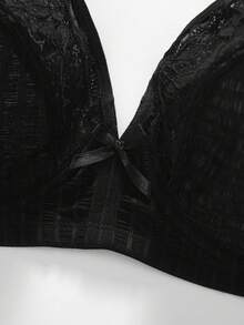 Plus Size Women Lace Patchwork Bra - Black - View 6