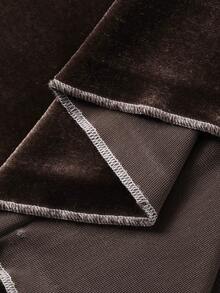 FRIFUL Femmes Top décontracté à col roulé, manches longues, ajusté, bicolore. Automne/Hiver - Marron - Voir 7