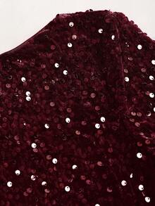 Sweetra Sequin Backless Mini Dress, Valentine's Day Outfits - Burgundy - View 4