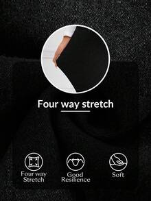 Flexra 大码女式松紧腰喇叭休闲百搭牛仔裤 - 黑色 - 查看 8