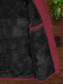 Manfinity Homme 男士宽松字母拼接细节保暖内衬外套背心，适合日常休闲、周末旅行、户外活动、探险旅行、轻松的工作环境或半正式场合，也是送给男友/丈夫、周年纪念日或圣诞节的理想礼物。 - 酒紅色 - 查看 5