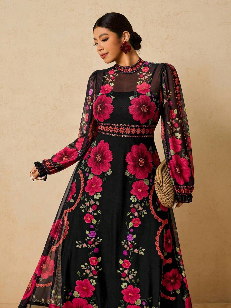 Travachic 女士加大码浪漫优雅针织两件套连衣裙 - 黑色 - 查看 1