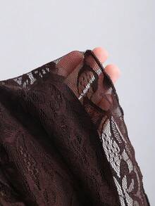 Sweetra New Design Asymmetric Lace Dress For Women - Brown - View 4