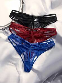 SpicyHot 3pcs/Set Women's Fashionable Hollow-Out Sexy Panties - Multicolor - View 3