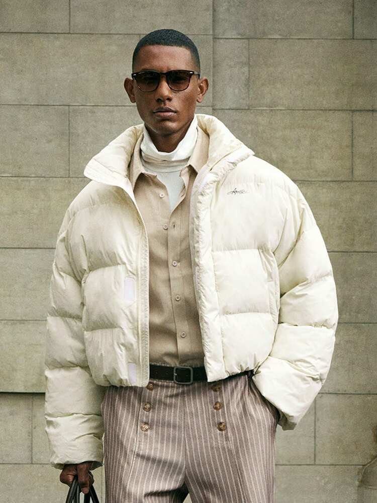 Men's Solid Color Casual Long Sleeve Padded Coat, Christmas, Winter, New Year Glamour