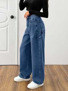 EURMUSE Women's Casual Washed High Waist Loose Fit Jeans - Medium Wash - View 5