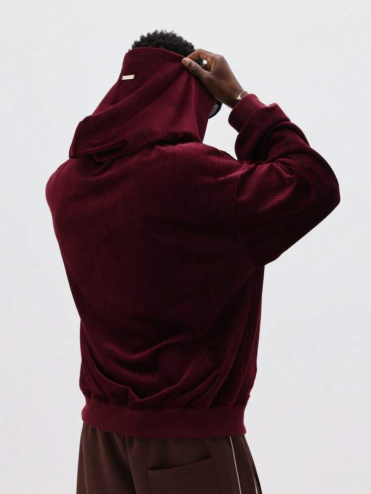 Overhead Hoodie With Ribbed Knit Texture