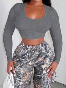 Alexandranx Camiseta corta ajustada de un solo color