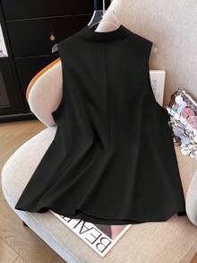 GlowEve CURVE Áo cánh không tay họa tiết hoa 3D trơn màu cỡ lớn dành cho nữ, thời trang thanh lịch, đa năng, thích hợp mặc hàng ngày vào mùa xuân/hè và đi làm - màu đen - Xem 2