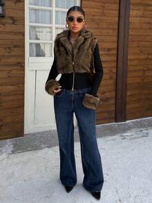 Muchica Women's Fashionable Fuzzy Patchwork Knitted Jacket, Autumn/Winter,Women's Winter Clothes - Multicolor - View 6