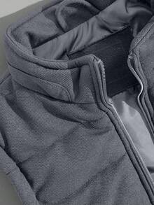 EURMUSE Men High Quality Special Fabric Sleeveless Regular Winter Coat Vest - Grey - View 5