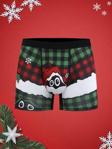 Notgurli Christmas Colorblock Plaid Funny Streetwear Boxer Briefs, Comfortable Men's Underwear, Unique Christmas Gifts - Multicolor - View 8