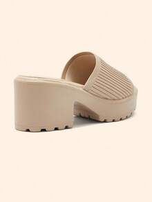 CUCCOO BASICS Sandalias de tacón alto con suela gruesa color albaricoque, de moda para ir al trabajo, de compras, citas y fiestas