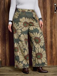 EMERY ROSE Plus Size Women Street Casual Loose Comfortable Printed Pattern Straight Leg Jeans - Multicolor - View 3