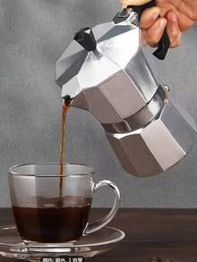 Classic Italian-American Espresso Maker - 10.14oz Aluminum Stovetop Coffee Pot, Manual Operation, Perfect For Home & Restaurant Use Back To School - Silver - View 6