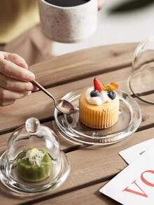 Madebyblanc 2pcs Glass Lemon Cup With Lid, Fruit Tasting Plate, Dessert Cake Tray, Commercial Display Plate, Tasting Tray Christmas Gift - Clear - View 5