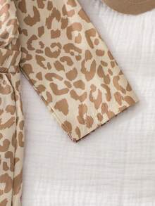 SHEIN Playful Pals Baby Girl Infant Leopard Print Long Sleeve Jumpsuit With Zipper Waist, Casual Street Style Outfit For Autumn/Winter - Multicolor - View 7