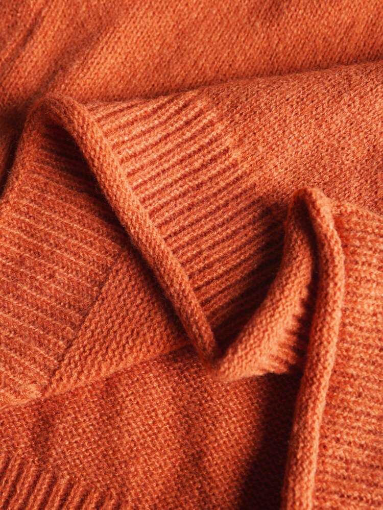 Chaleco de punto de unicolor con cuello en V, de estilo casual y vacacional para mujer de talla grande. Otoño, estilo occidental, salir, 2025 nuevo, simple y de moda para uso diario, invierno, cómodo y transpirable, Navidad, Año Nuevo, Acción de Gracias