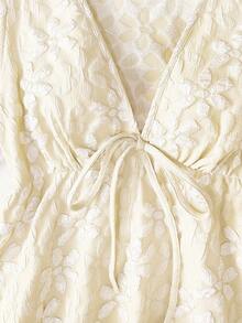 Trelyra Stylish Fresh Jacquard Short Sleeve V-Neck Top For Women, New Summer 2025 Fashion Short Sleeve Blouse